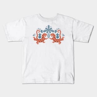 Catch a Tiger by the Toe orange and blue Kids T-Shirt